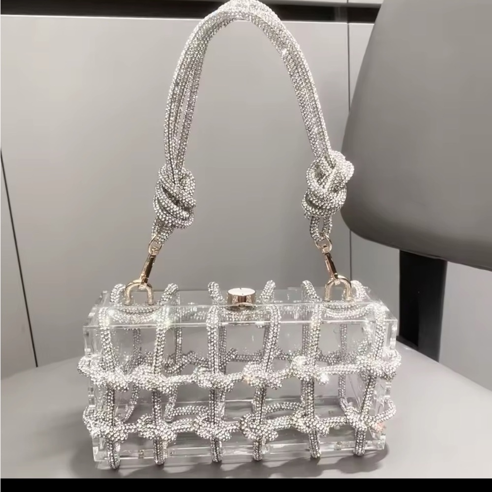 Gold and Silver Transparent Clutch with Industrial Design - Picture 3 of 7